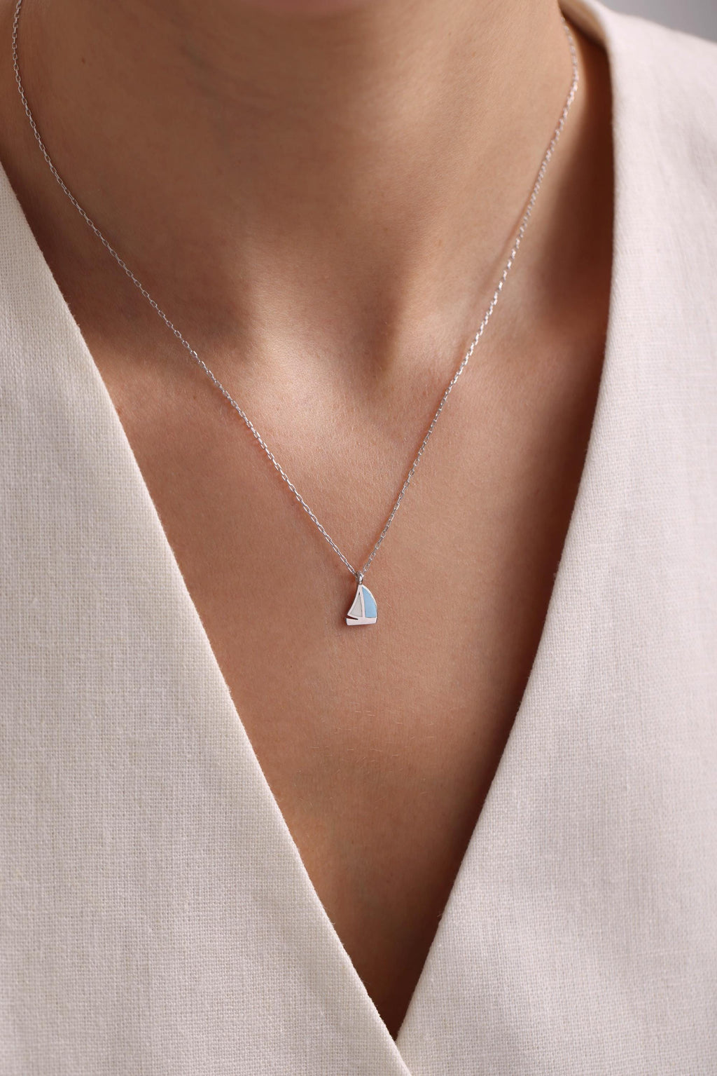 Sterling Silver Sailboat Necklace | Minimal Nautical Pendant | Ocean Jewelry Gift for Her