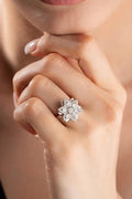Adjustable Flower Spin Ring | 925 Sterling Silver Baguette Zircon