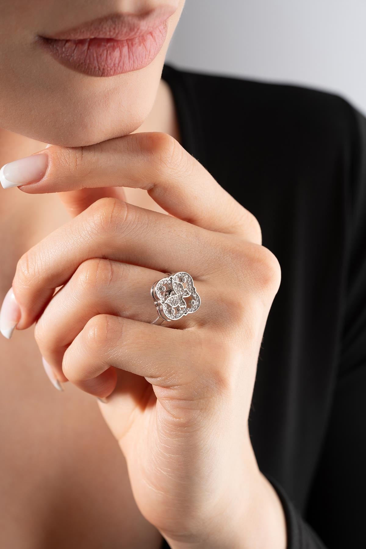 Adjustable Butterfly Spin Ring | 925 Sterling Silver Zircon