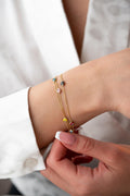 Evil Eye Bracelet Sterling Silver | Dainty Gold Layered Jewelry | Colorful Nazar Gift for Her
