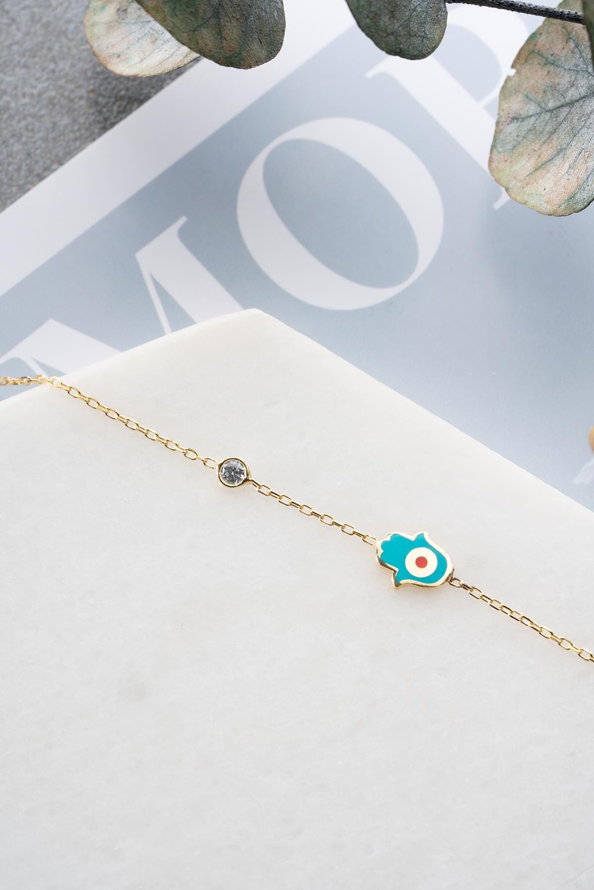 Hamsa Hand Bracelet Sterling Silver | Dainty Gold Jewelry | Minimal Evil Eye Gift for Her