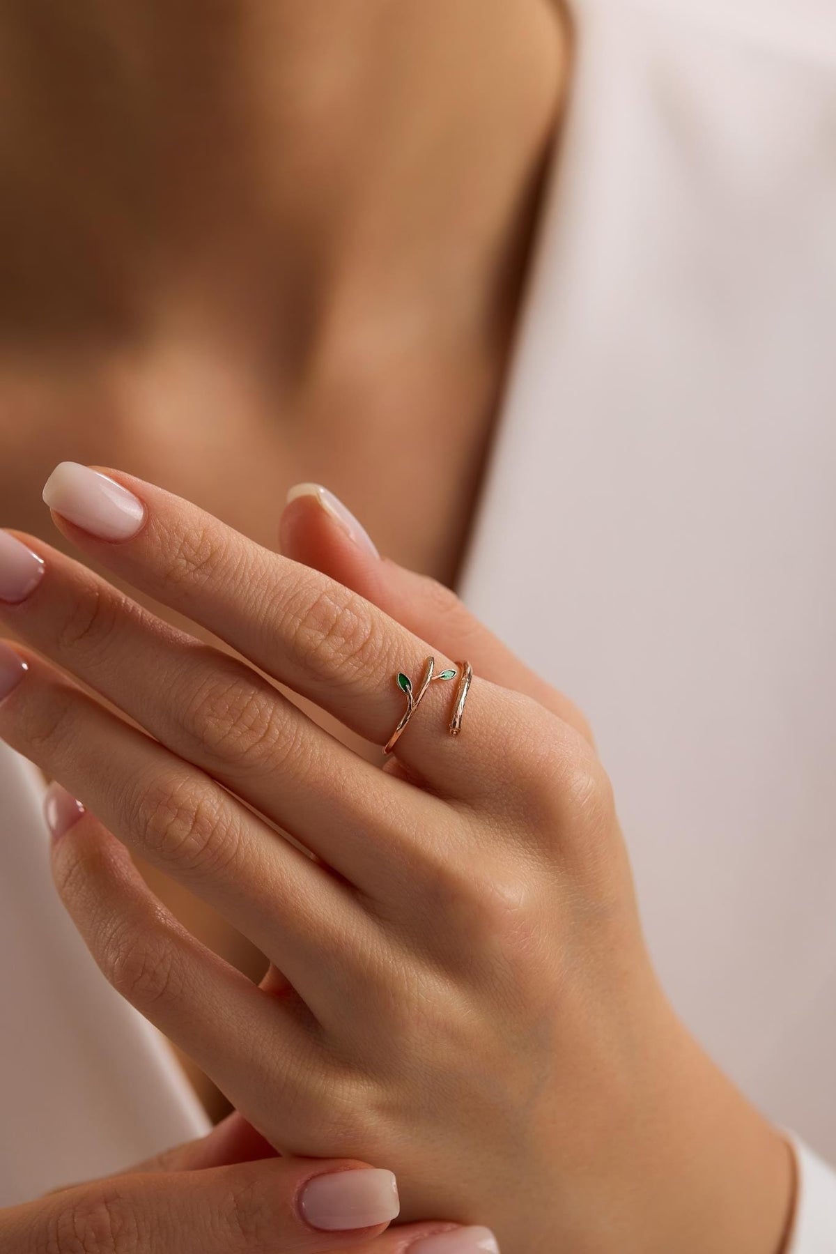 Minimal Leaf Ring | 925 Sterling Silver Rose Gold Adjustable Ring