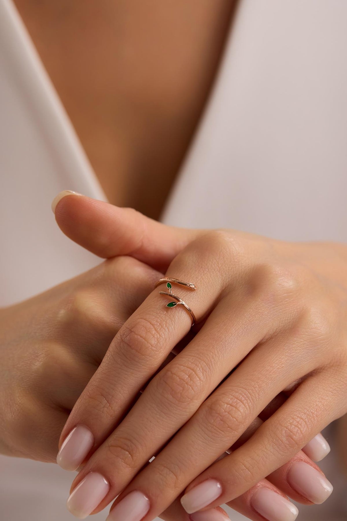 Minimal Leaf Ring | 925 Sterling Silver Rose Gold Adjustable Ring
