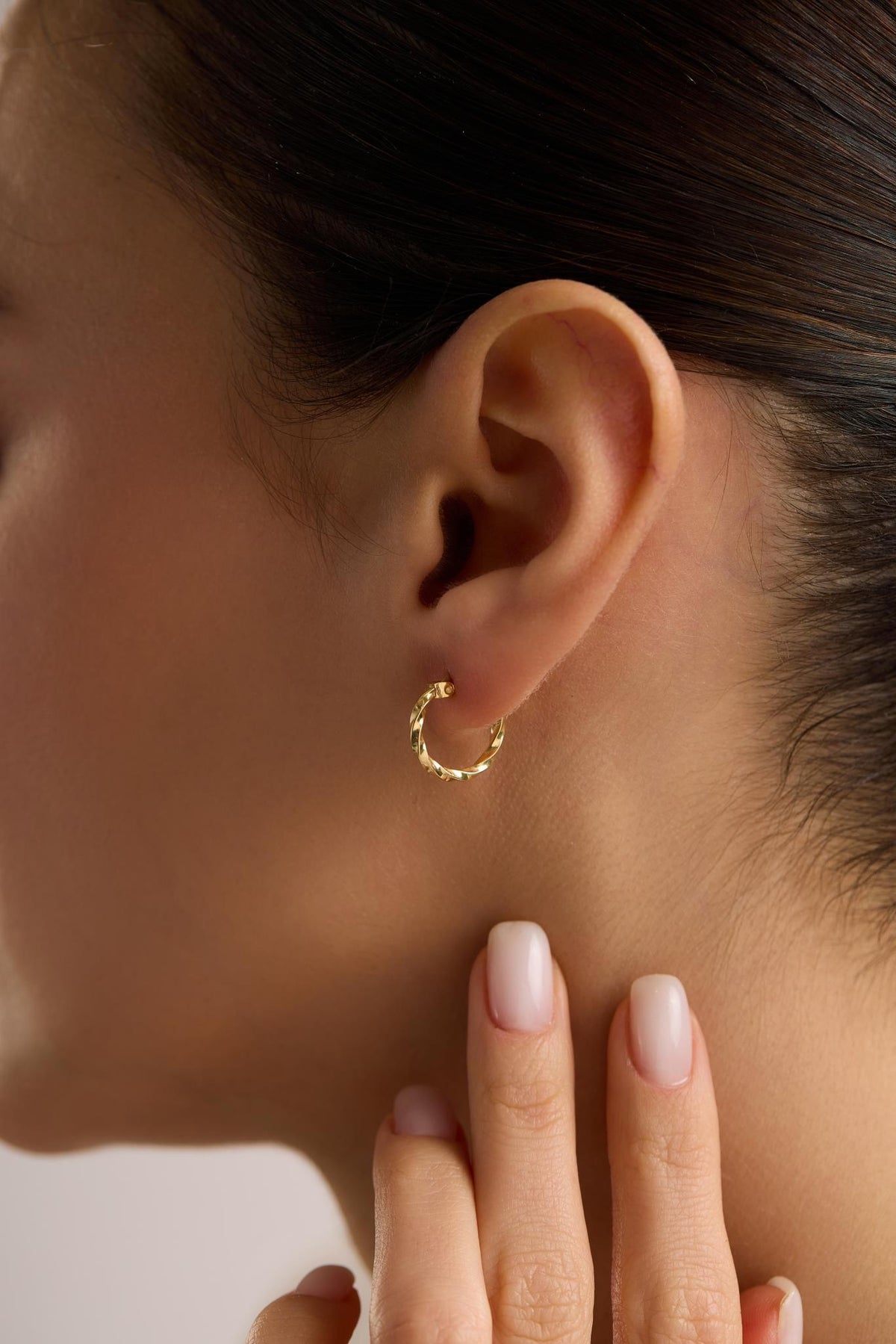 Twisted Hoop Earrings | 925 Sterling Silver 14K Gold Plated Minimal 15mm Hoop
