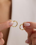 Twisted Hoop Earrings | 925 Sterling Silver 14K Gold Plated Minimal 15mm Hoop