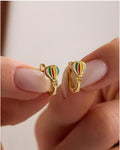 Sterling Silver Hot Air Balloon Huggie Earrings | Gold Plated Enamel Adventure Jewelry
