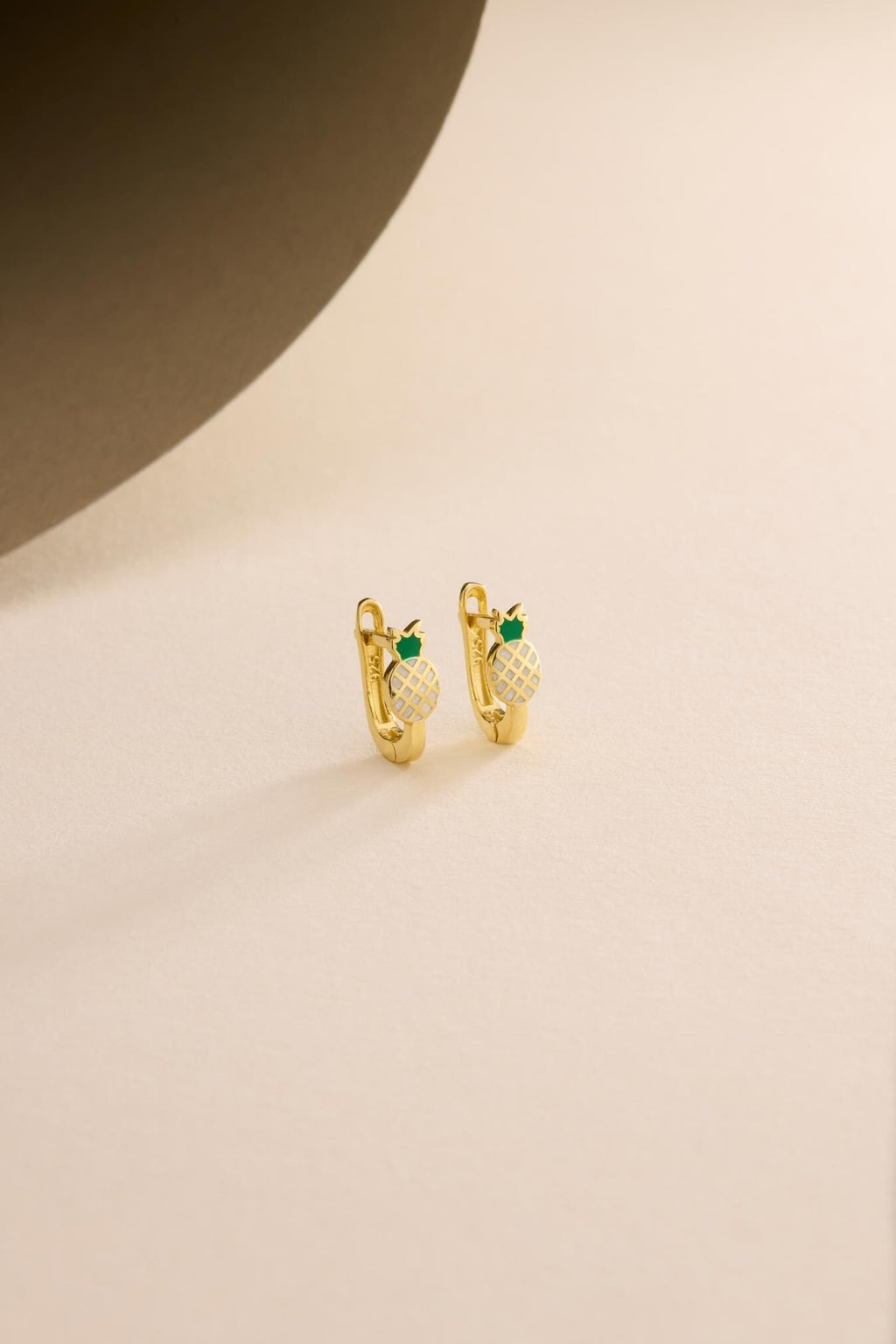 Pineapple Earrings | 925 Sterling Silver Enamel Kids Huggie Hoop Earrings