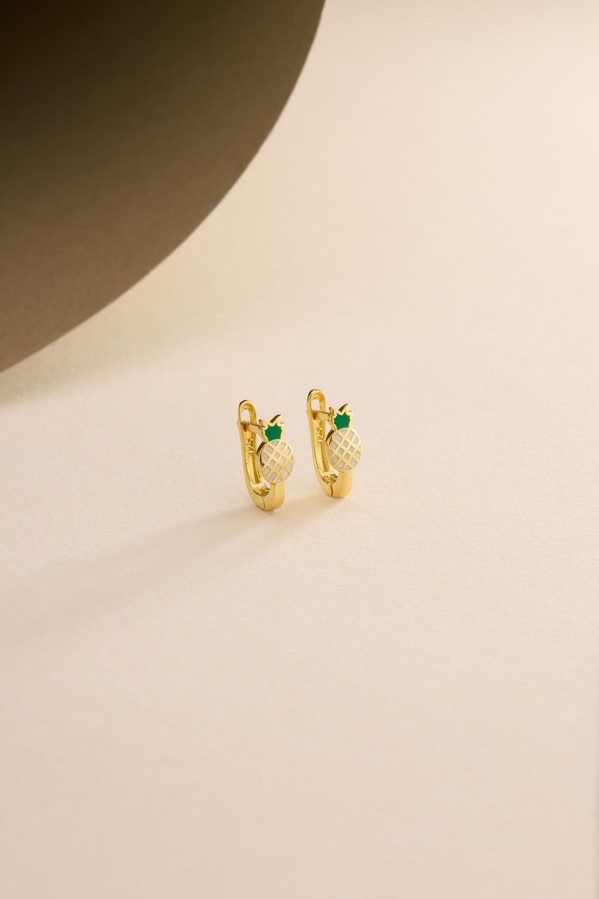 Pineapple Earrings | 925 Sterling Silver Enamel Kids Huggie Hoop Earrings