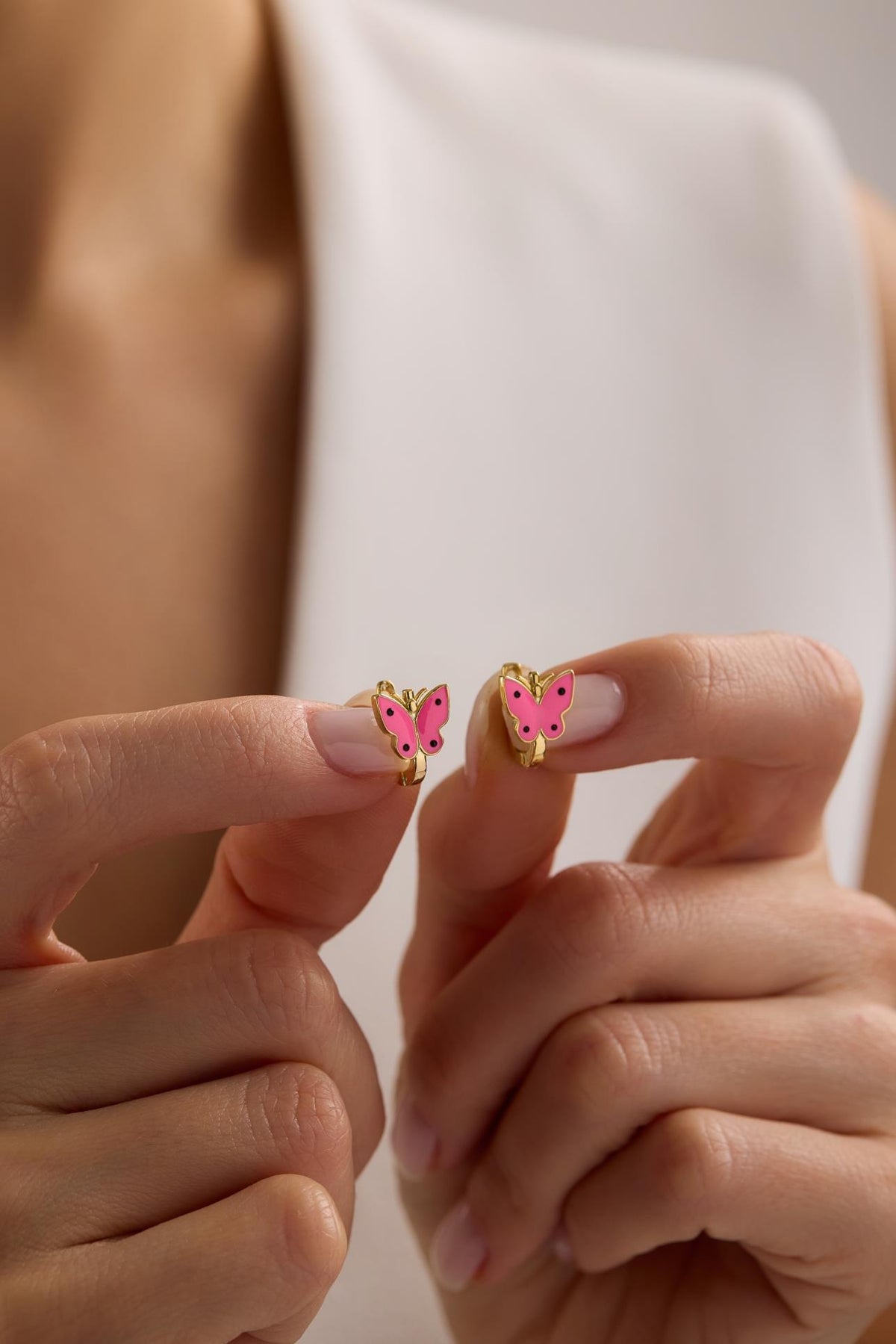 Butterfly Earrings | 925 Sterling Silver Enamel Kids Huggie Hoop Earrings