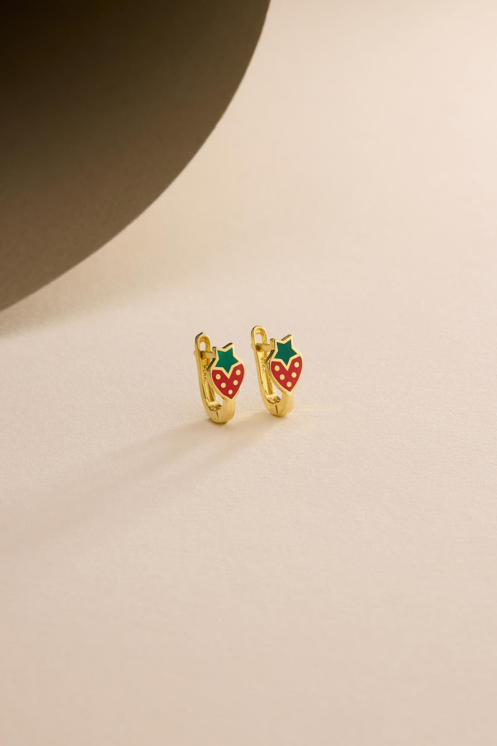 Strawberry Earrings | 925 Sterling Silver Enamel Kids Huggie Hoop Earrings