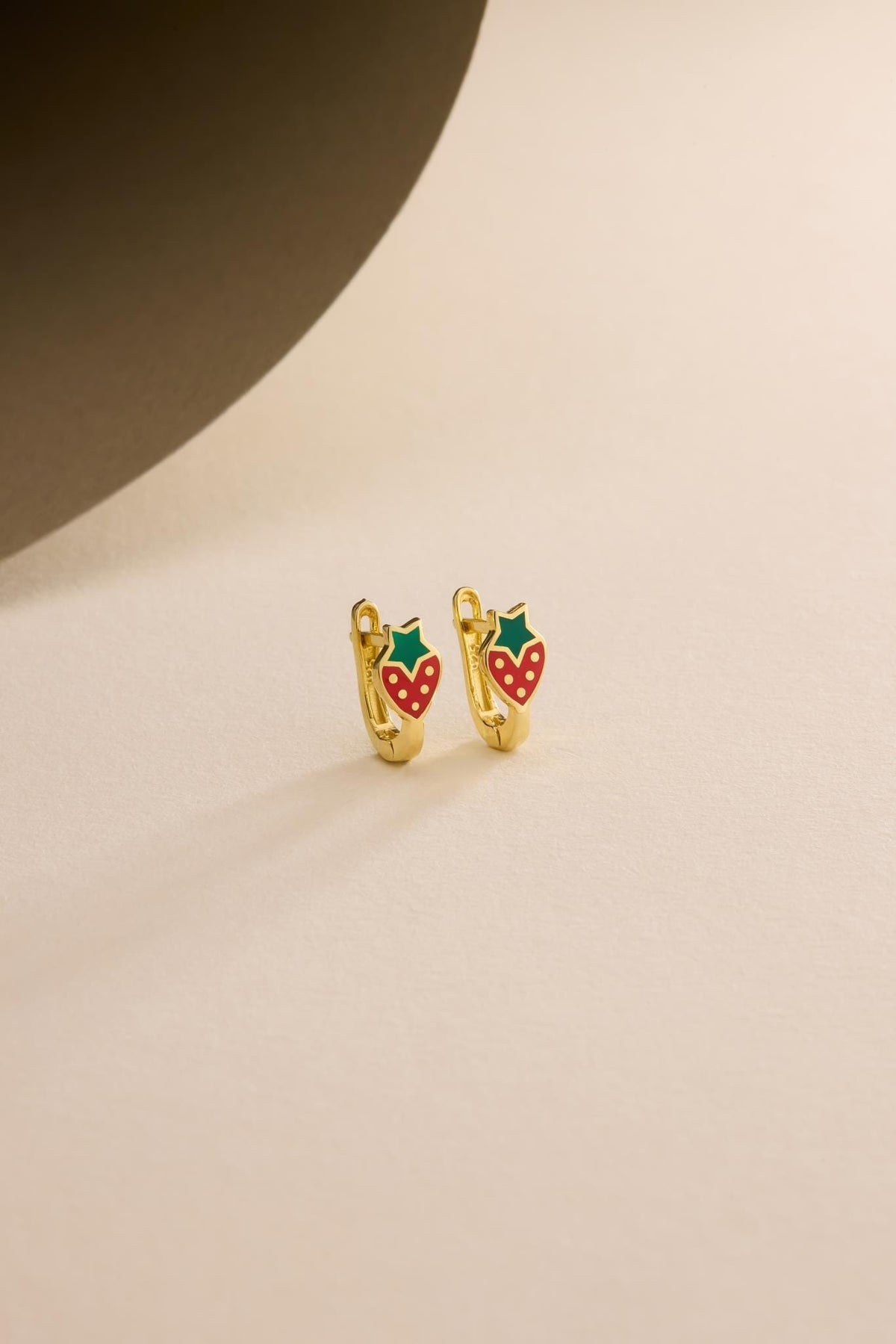 Strawberry Earrings | 925 Sterling Silver Enamel Kids Huggie Hoop Earrings