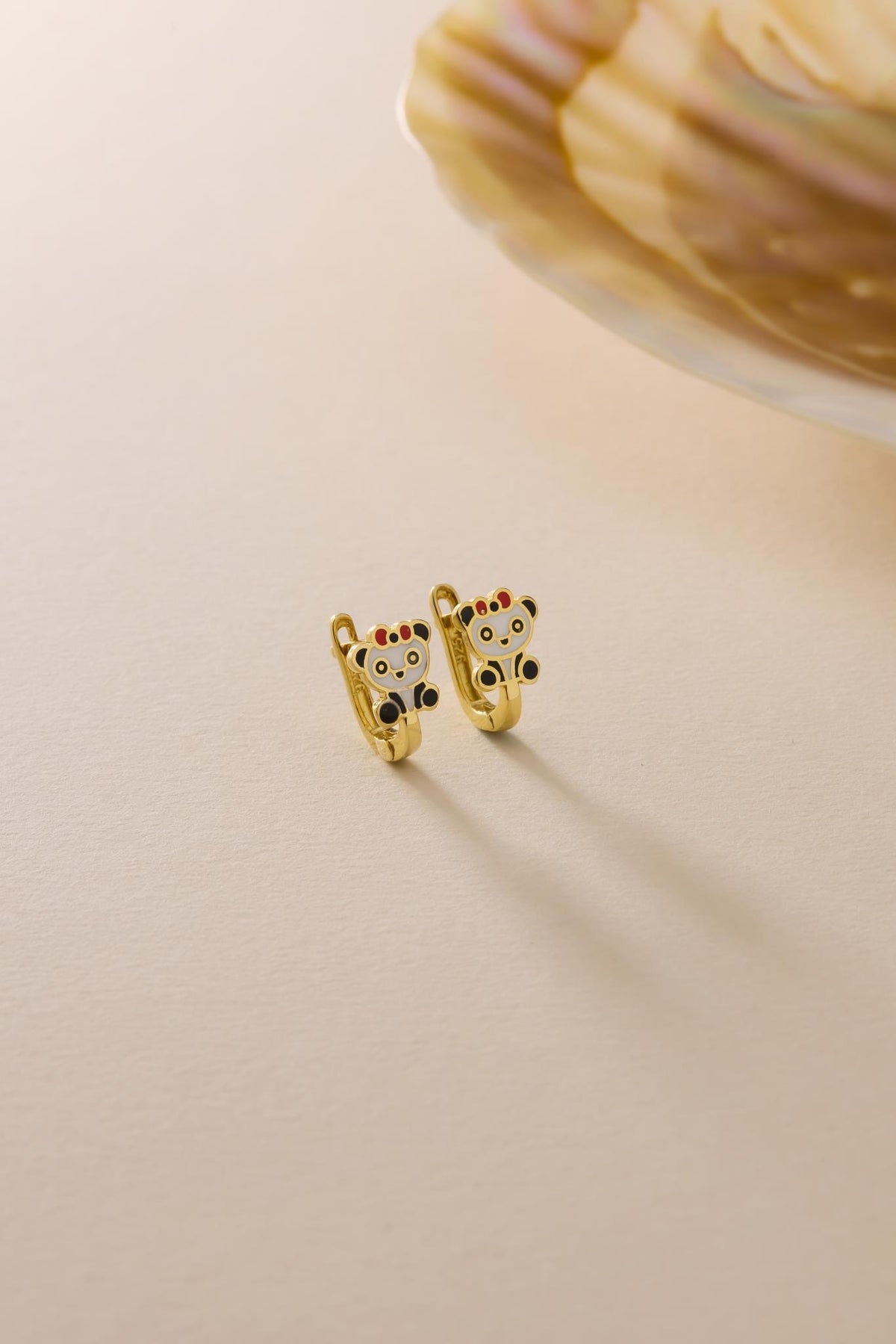 Panda Kids Earrings | 925 Sterling Silver 14K Gold Plated Enamel Animal Earrings | Children Jewelry