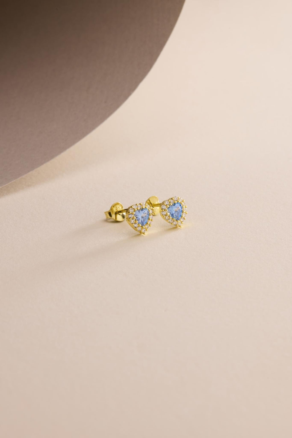 Aquamarine Heart Earrings | 925 Sterling Silver 14K Gold Plated Zircon Studs | Dainty Jewelry