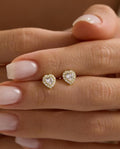 White Heart Earrings | 925 Sterling Silver 14K Gold Plated Zircon Studs | Dainty Jewelry