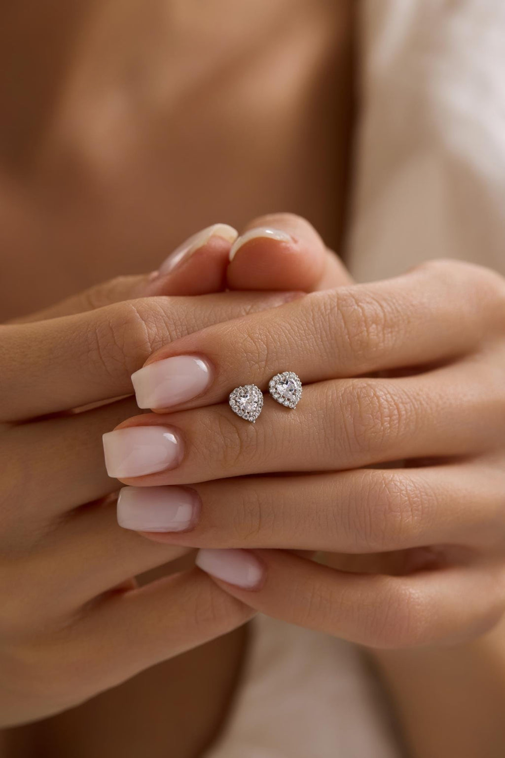 Heart Stud Earrings | 925 Sterling Silver Rhodium Plated Zircon | Dainty Heart Jewelry