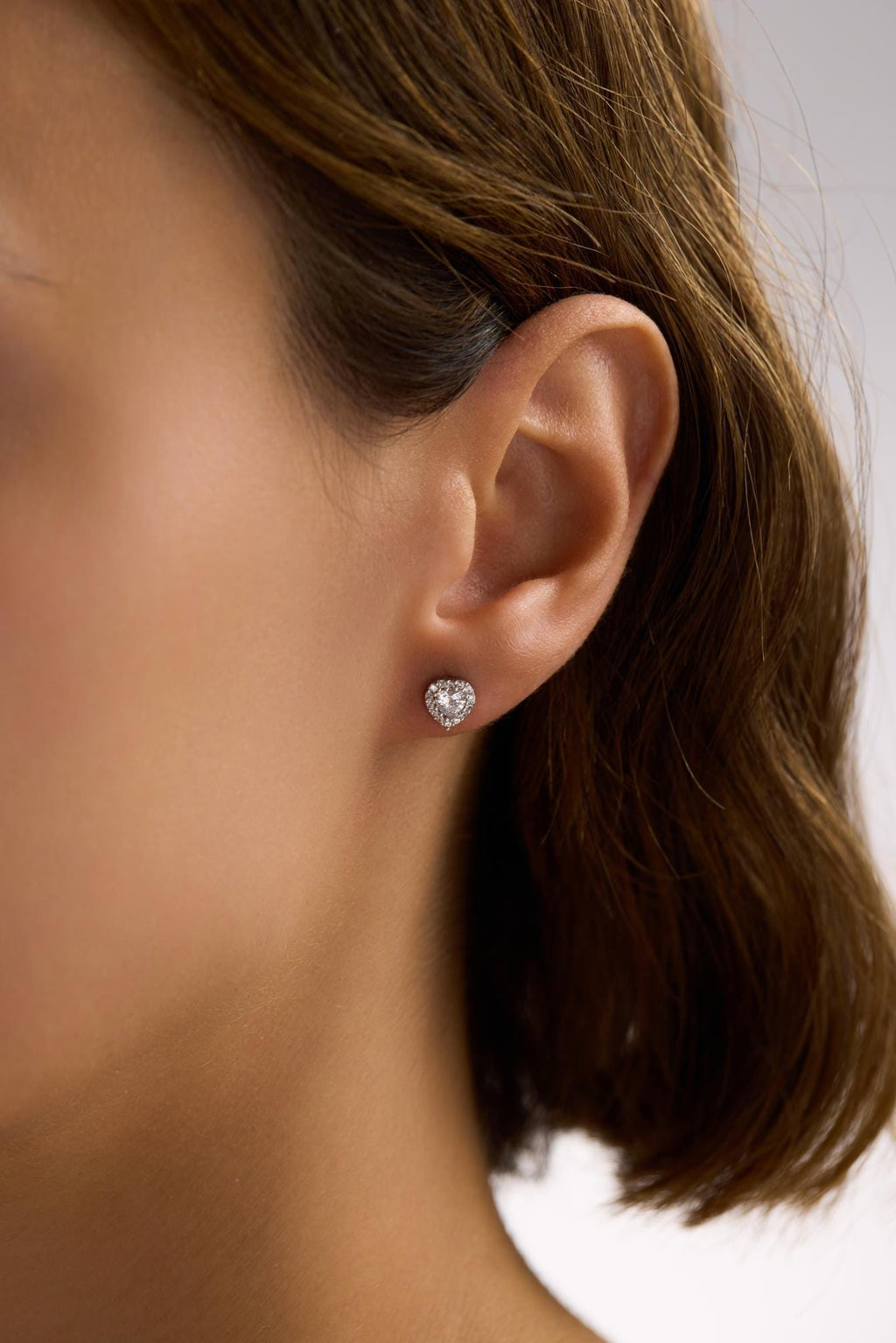 Heart Stud Earrings | 925 Sterling Silver Rhodium Plated Zircon | Dainty Heart Jewelry