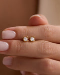Solitaire Stud Earrings | 925 Sterling Silver 14K Gold Plated Zircon | Minimal Jewelry