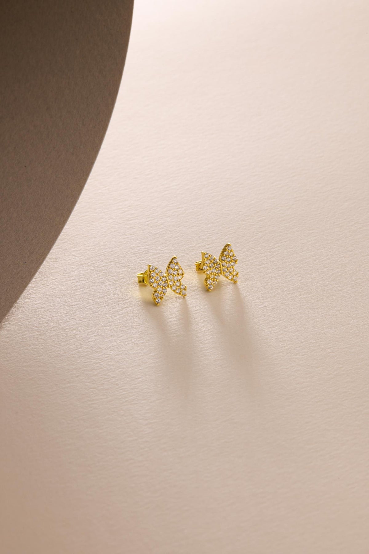 Butterfly Earrings | 925 Sterling Silver 14K Gold Plated Zircon Studs | Dainty Jewelry
