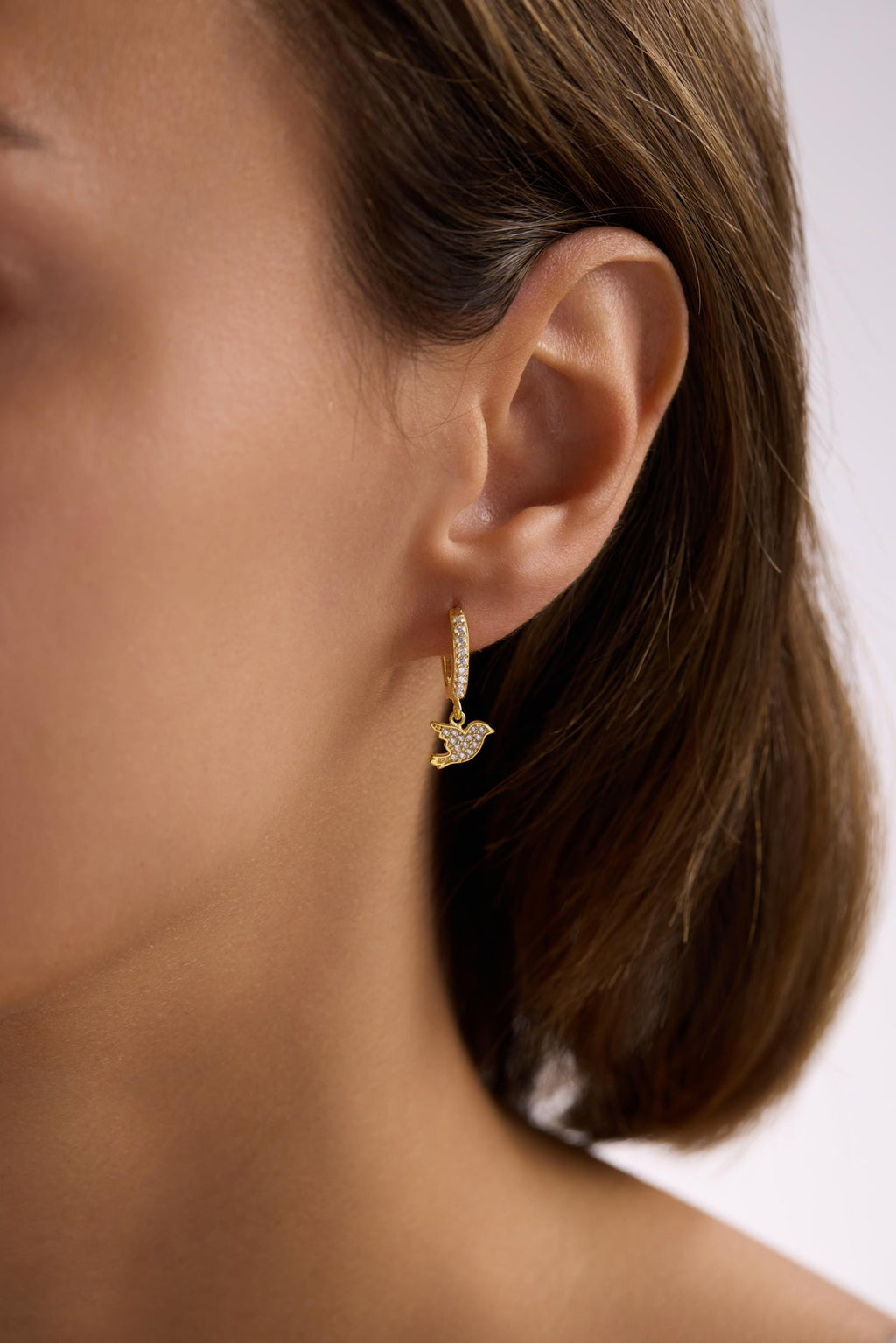 Bird Hoop Earrings | 925 Sterling Silver Rhodium Plated Zircon Dangle Hoops | Dainty Jewelry