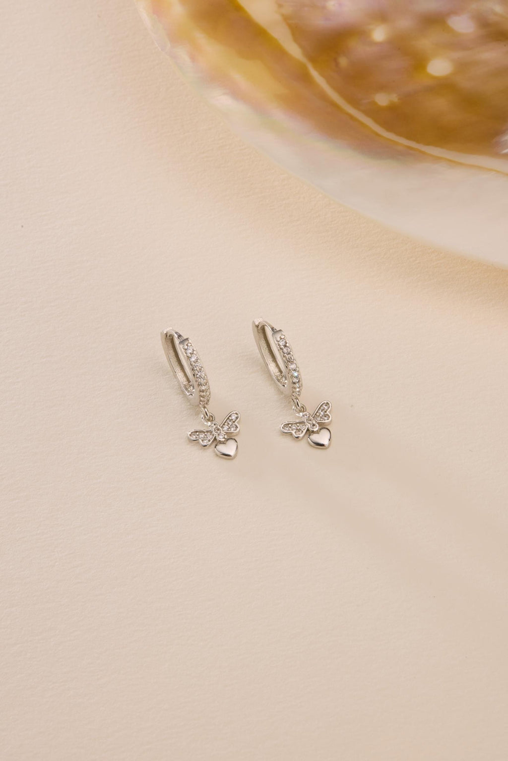 Dragonfly Dangle Earrings | 925 Sterling Silver Zircon Hoop | Rhodium Plated Dainty Jewelry