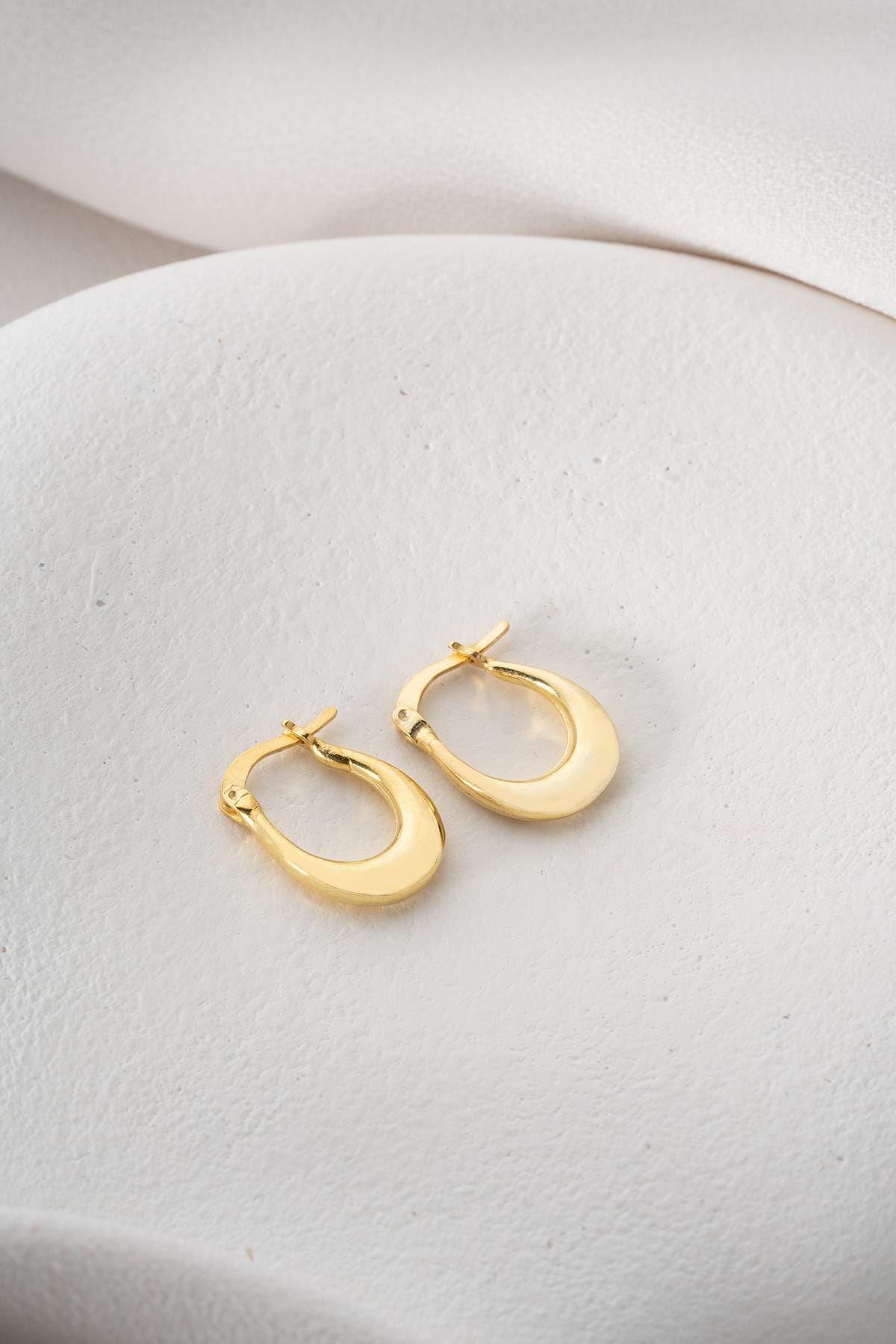 Gold plated U Shape Hoop Earrings | 925 Sterling Silver Minimal Hoops | Dainty Everyday Jewelry