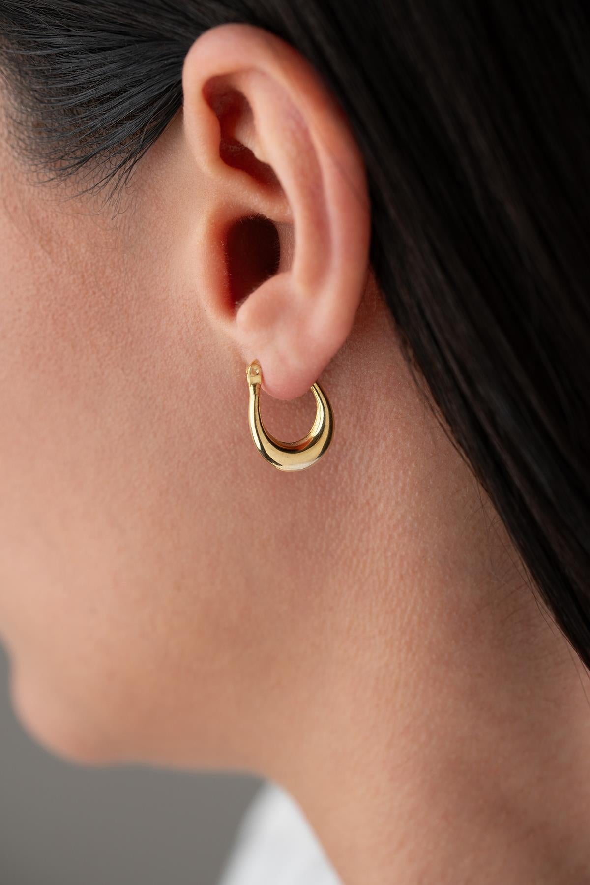 Gold plated U Shape Hoop Earrings | 925 Sterling Silver Minimal Hoops | Dainty Everyday Jewelry
