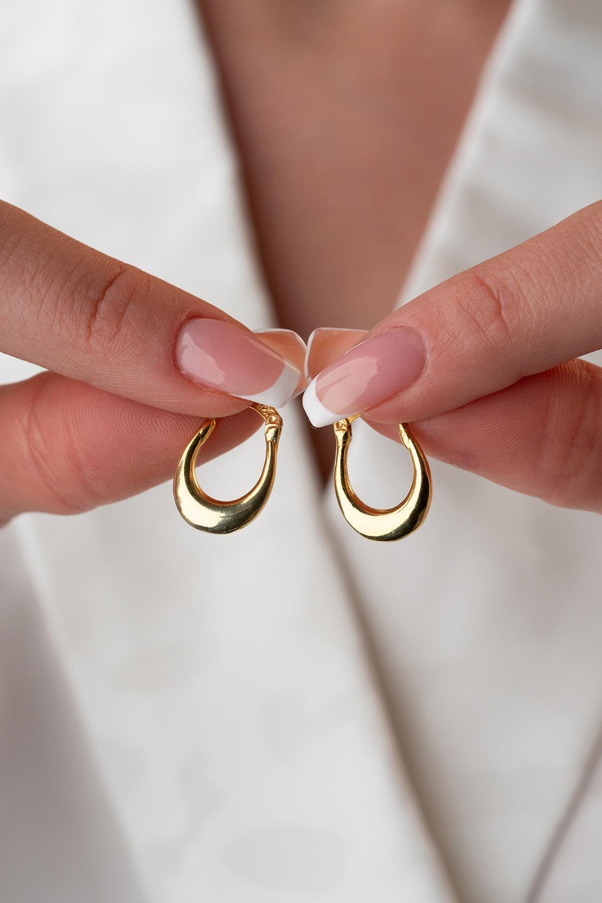 Gold plated U Shape Hoop Earrings | 925 Sterling Silver Minimal Hoops | Dainty Everyday Jewelry
