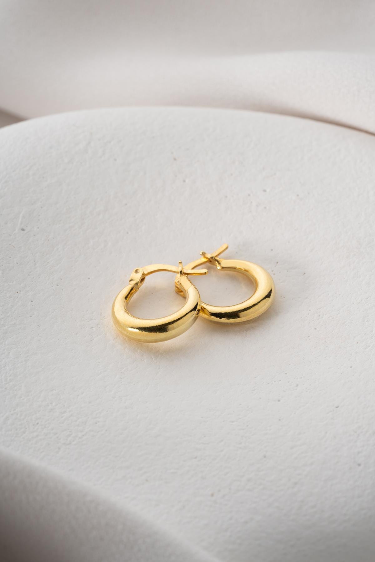 Gold plated Hoop Earrings 15mm | 925 Sterling Silver Minimal Hoops | Dainty Everyday Jewelry