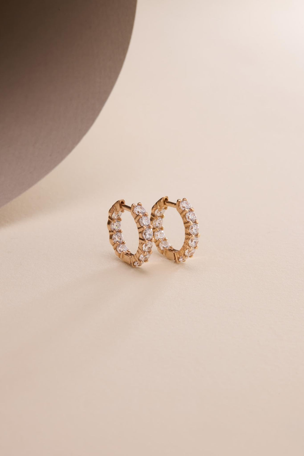 Rose Gold Zircon Huggie Hoop Earrings | Dainty Pavé Hoops | Minimal Jewelry Gift