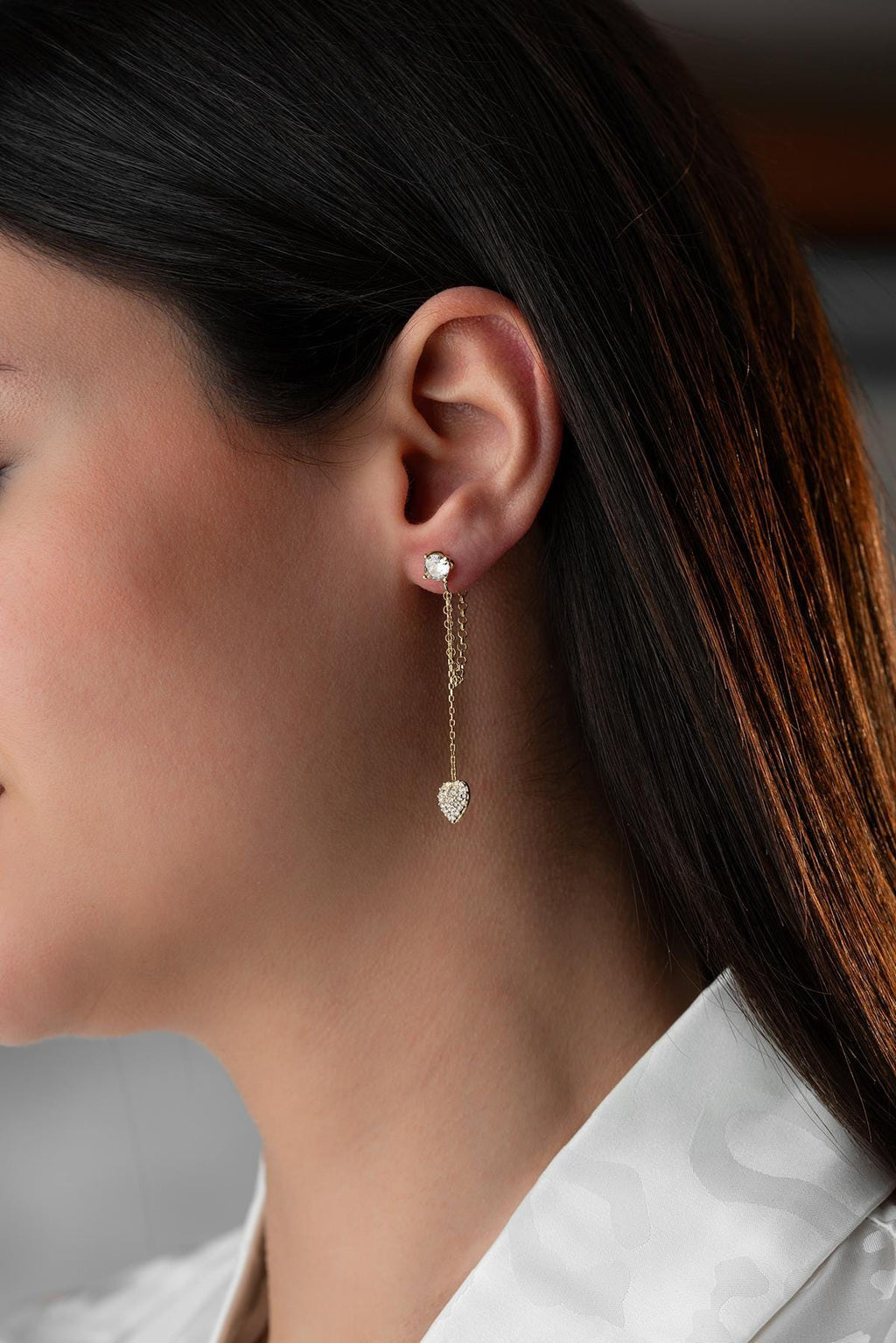 Sterling Silver Heart Dangle Earrings | Dainty Minimal Jewelry | Romantic Gift | 14K Gold Plated