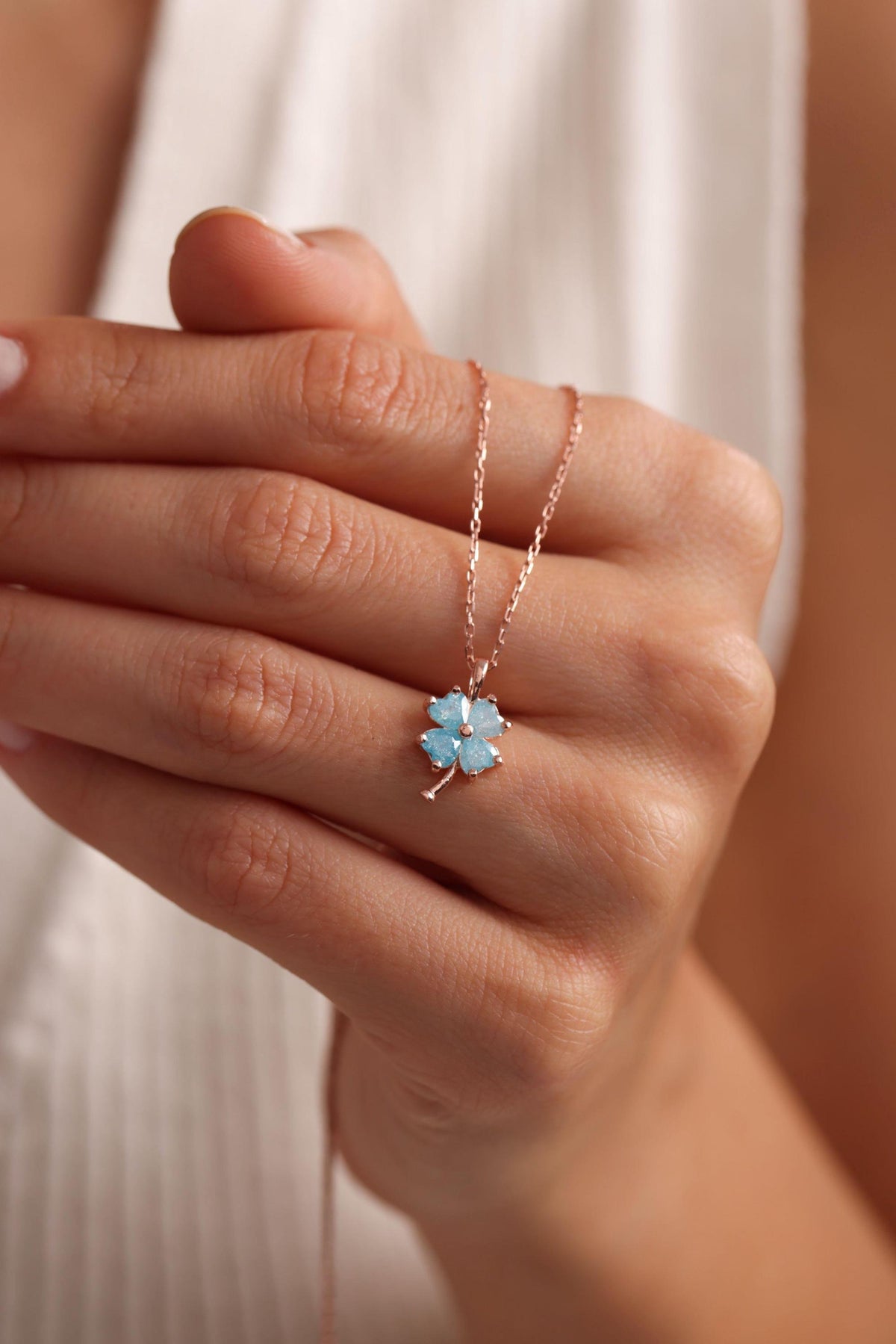 Rose Gold Clover Necklace | Sterling Silver Enamel Jewelry | Lucky Charm Gift for Her