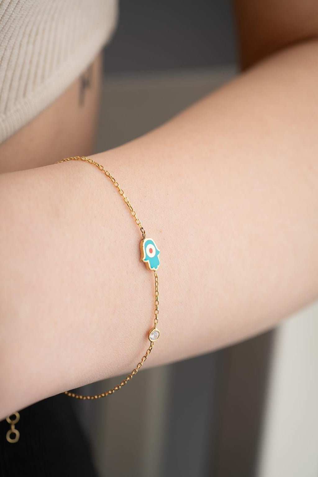 Hamsa Hand Bracelet Sterling Silver | Dainty Gold Jewelry | Minimal Evil Eye Gift for Her