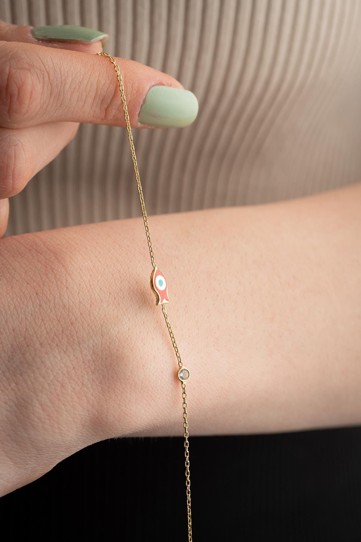 Fish Bracelet Sterling Silver | Dainty Gold Jewelry | Minimal Pisces Gift for Her