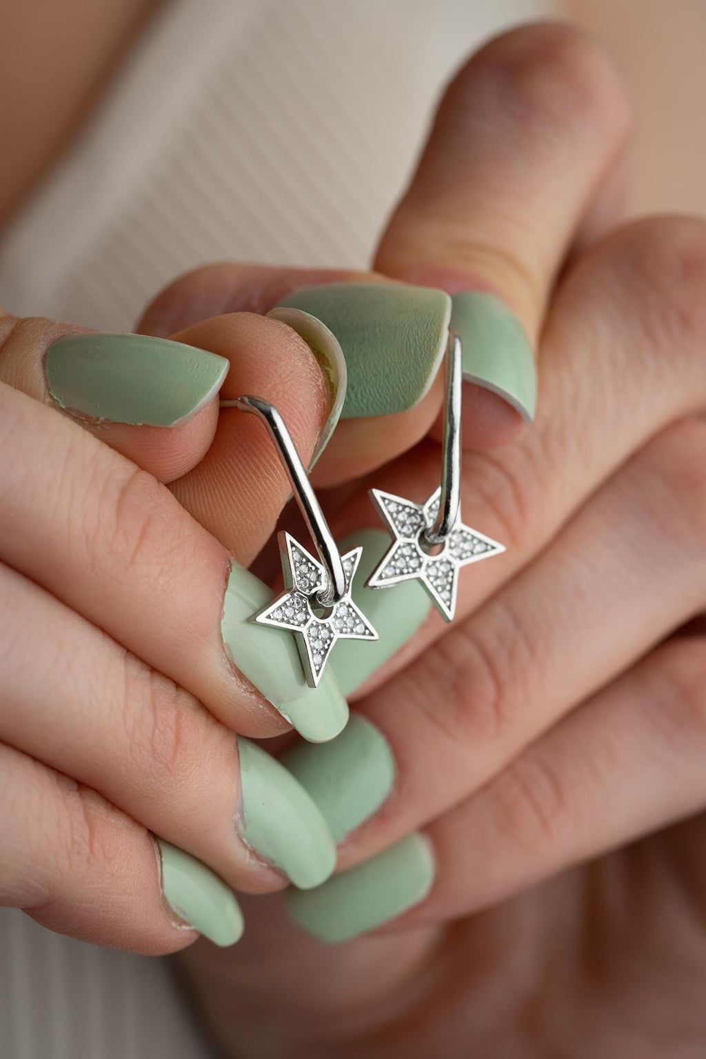 Sterling Silver Star Earrings | Zircon Hoop Earrings | Dainty Minimal Jewelry Gift for Her