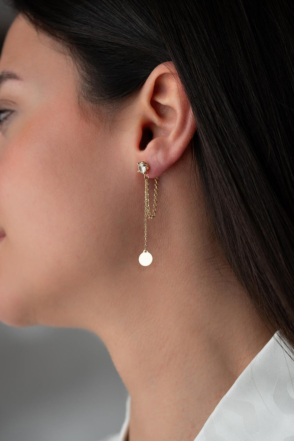 Gold plated Drop Earrings | Sterling Silver Chain Earrings | Dainty Zircon Dangle Jewelry.