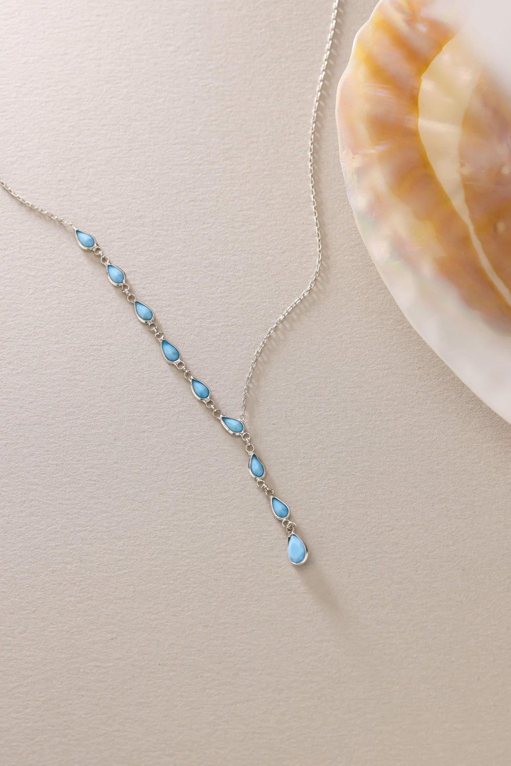 Turquoise Y Necklace Sterling Silver | Dainty Drop Necklace | Minimal Lariat Jewelry Gift
