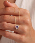 Purple Heart Necklace Sterling Silver | Dainty Gold Jewelry | Romantic Zircon Gift for Her
