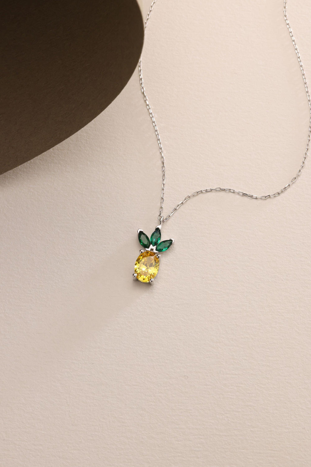 Pineapple Necklace Sterling Silver | Citrine Zircon Pendant | Dainty Summer Jewelry Gift for Her