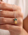 Pineapple Necklace Sterling Silver | Citrine Zircon Pendant | Dainty Summer Jewelry Gift for Her