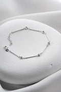 Sterling Silver Bar Bracelet | Dainty Zircon Chain Bracelet | Minimal Gift for Her