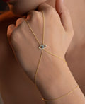 925 Sterling Silver, Evil Eye Hand Chain, Gold Plated Protection Jewelry