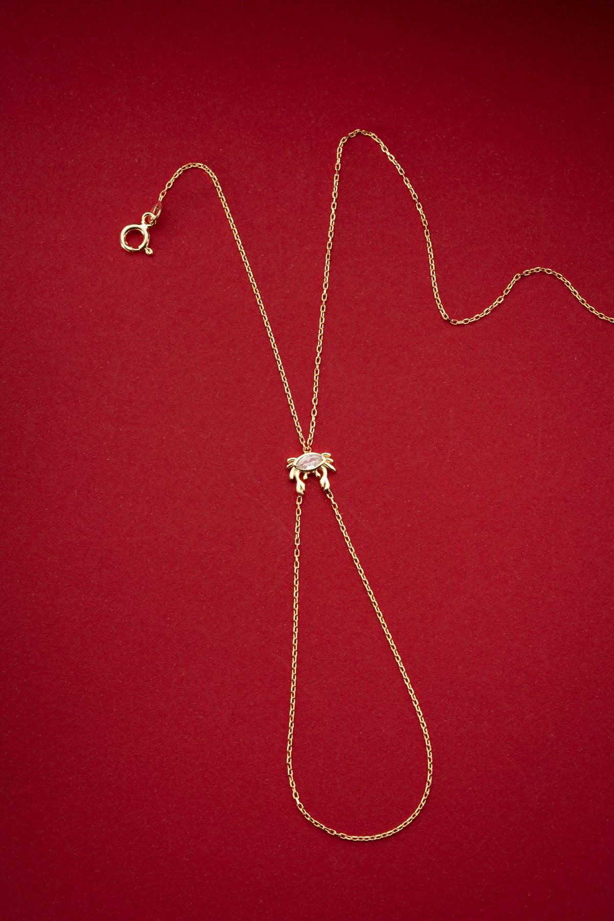Gold Plated Crab Hand Chain | Sterling Silver Zodiac Bracelet | Dainty Summer Jewelry Gift