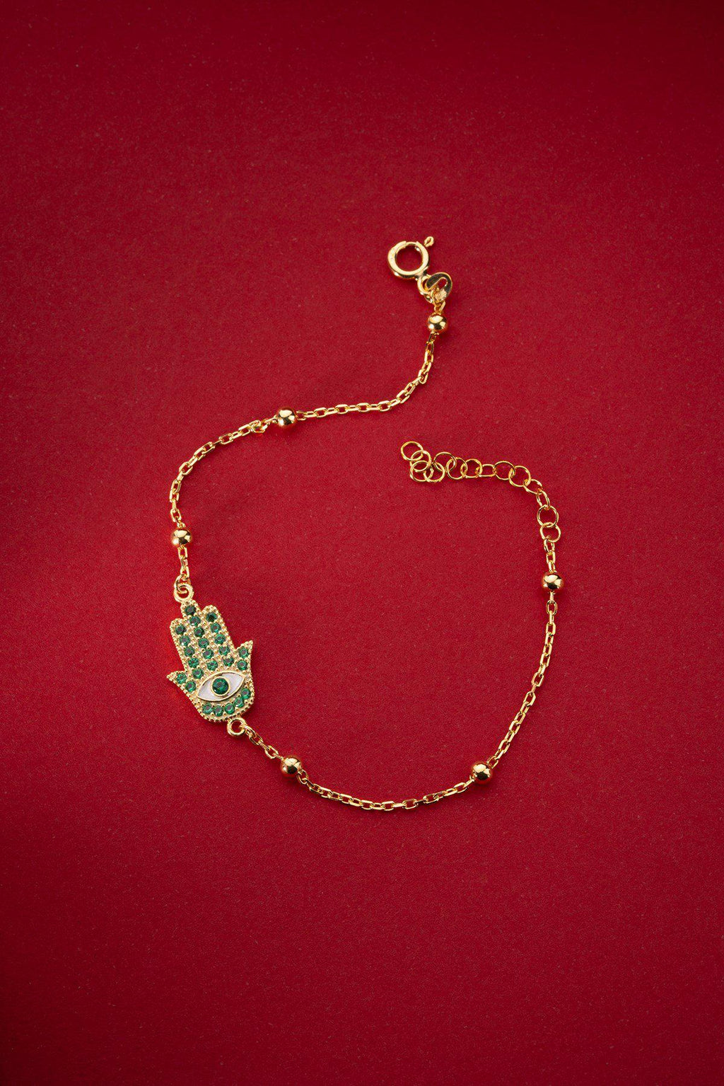 Gold Plated Hamsa Bracelet | Sterling Silver Evil Eye Jewelry | Protection Gift for Her