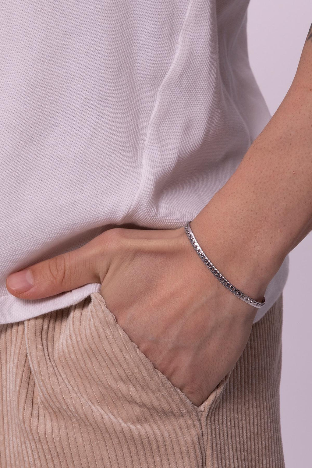 Mens Herringbone Bracelet | Stainless Steel Snake Chain | Minimal Silver Jewelry Gift for Him