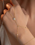 Gold Plated Flower Shahmaran Bracelet | Sterling Silver Zircon Hand Chain Gift for Her