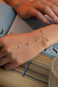 Gold Plated Dorika Shahmaran Bracelet | Sterling Silver Beaded Hand Chain Gift for Her