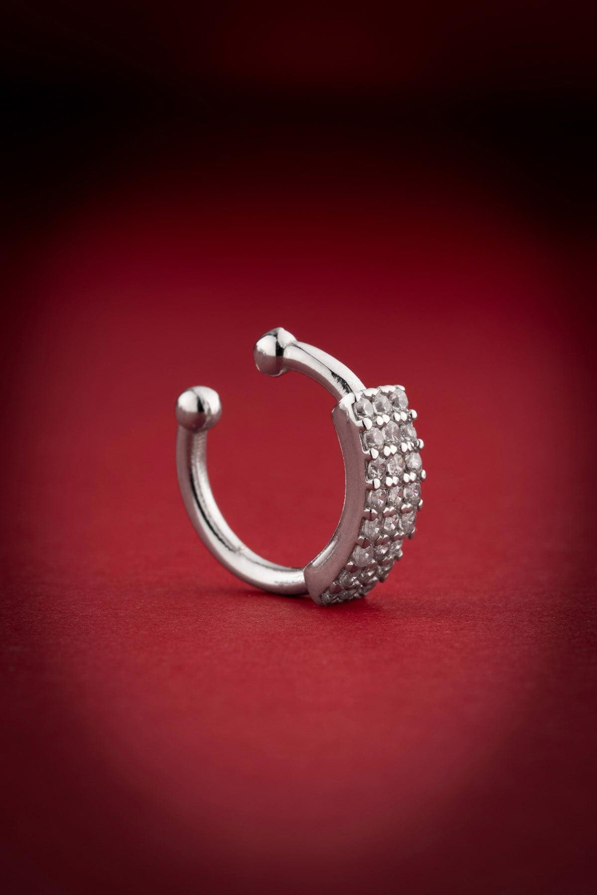 Sterling Silver Ear Cuff | Triple Row Zircon Cartilage Earring | Minimal Jewelry Gift