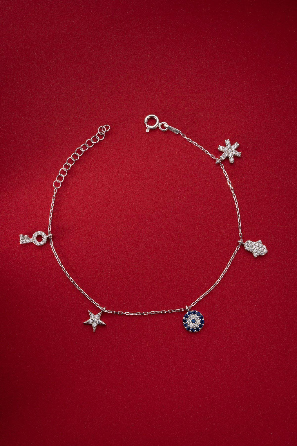 Sterling Silver Evil Eye Bracelet | Dainty Lucky Charm Jewelry | Minimal Zircon Bracelet | Gift for Her