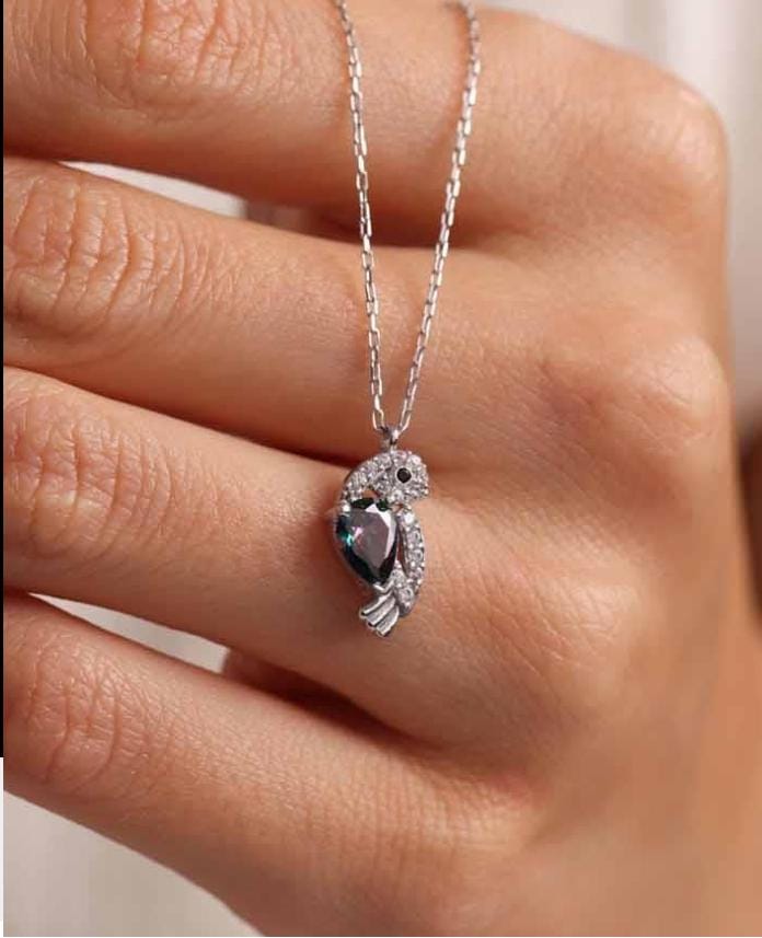 Sterling Silver Owl Necklace | Mystic Topaz Pendant | Dainty Animal Jewelry Gift