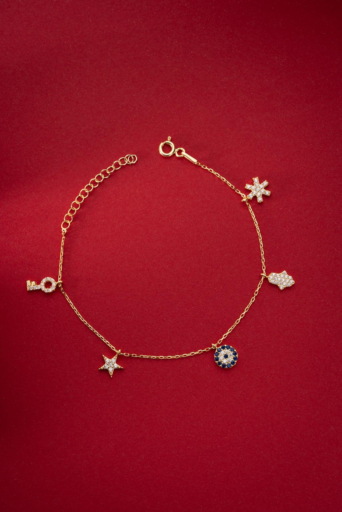 Gold Plated Lucky Charm Bracelet | Sterling Silver Dainty Jewelry | Minimal Gift for Her